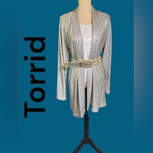 Torrid-NWT 3X 22/24 silver textured light knit cardigan. Chic/sophisticated. New